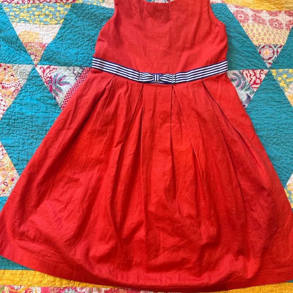 Janie and Jack Red Dress with Striped Belt